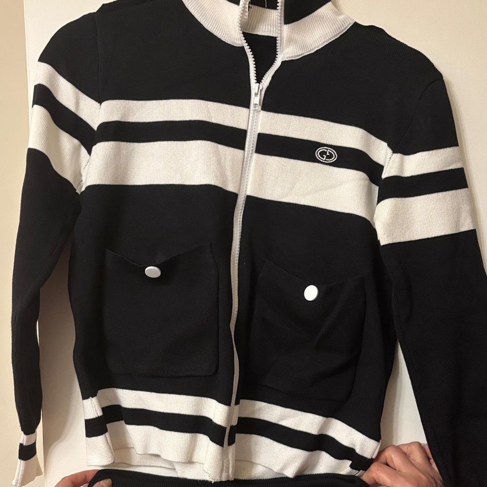 Black and White Striped Womens's Set